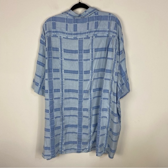 Tulliano 100% silk blue button down top short sleeve shirt - Picture 2 of 3